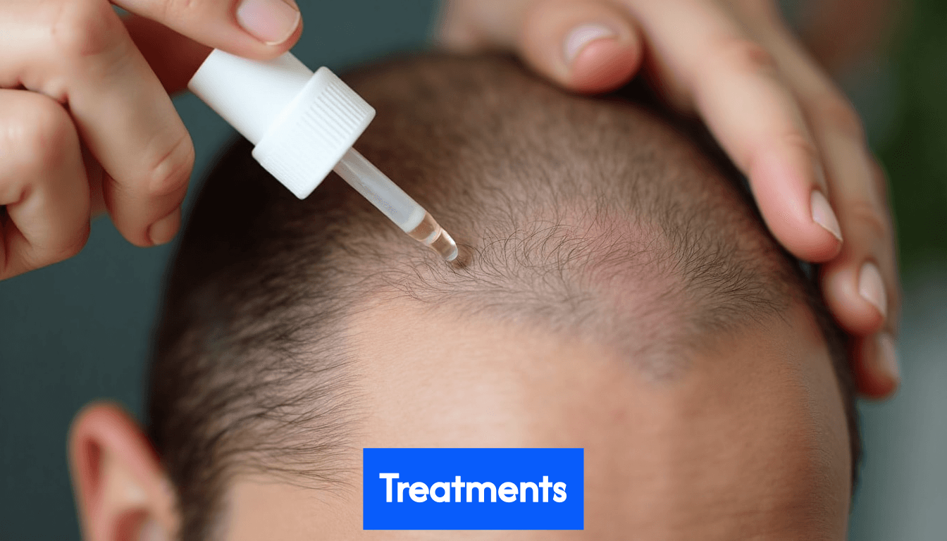 Applying topical treatment to bald spot