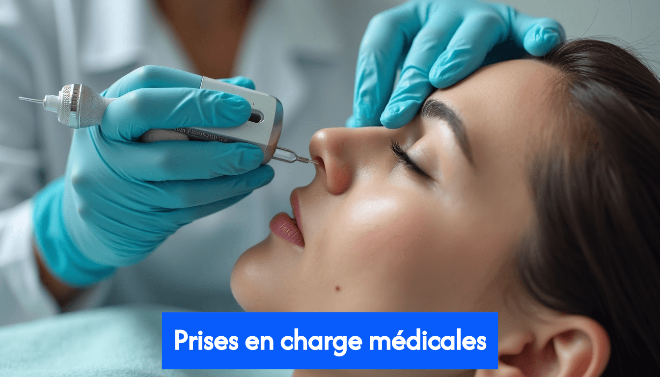 Close-up of hair restoration procedure in clinic