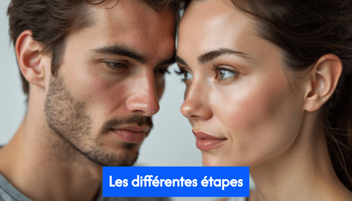 Close-up of man and woman hairline recession stages