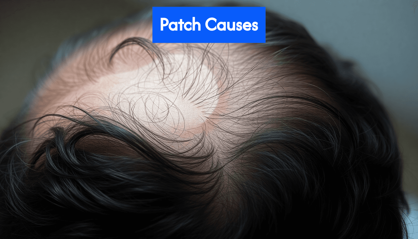 Close-up round bald patch on scalp