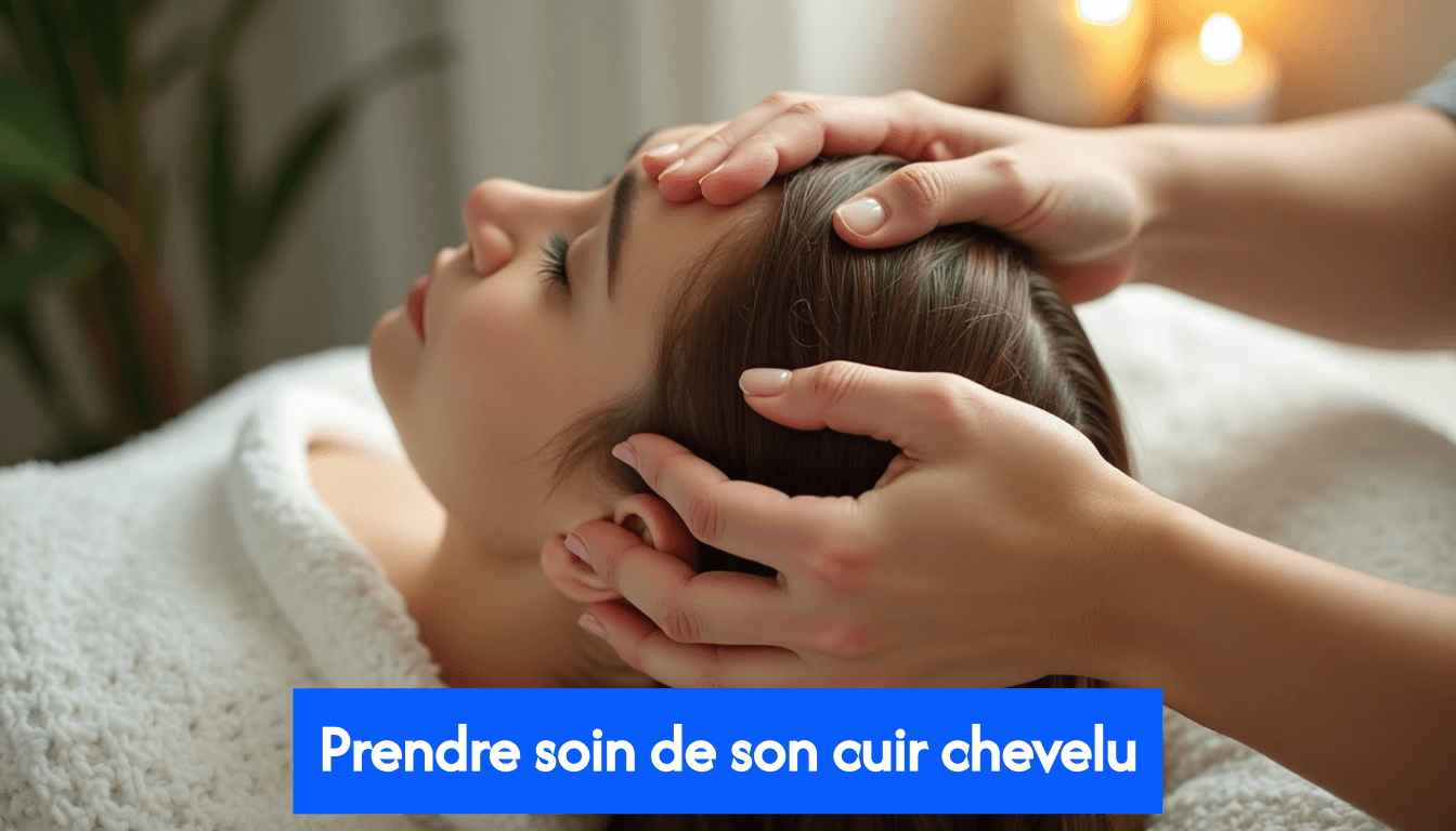 Hands massaging oil into scalp during routine