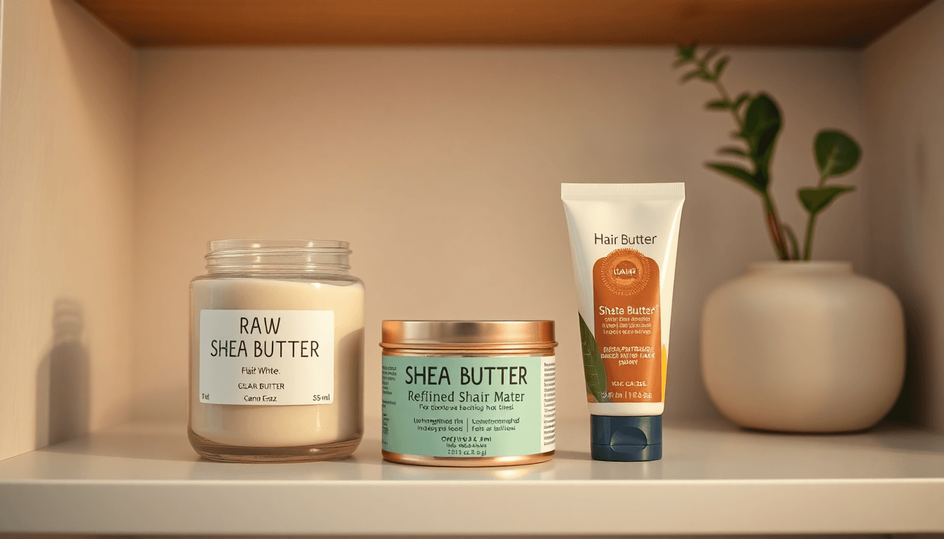 Variety of shea butter hair care products