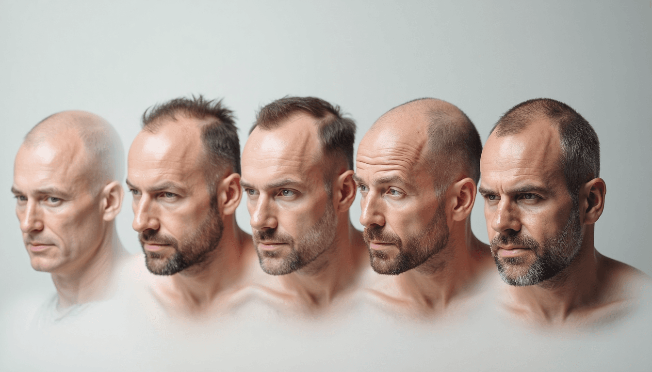 Images illustrating the stages of the Norwood-Hamilton scale.