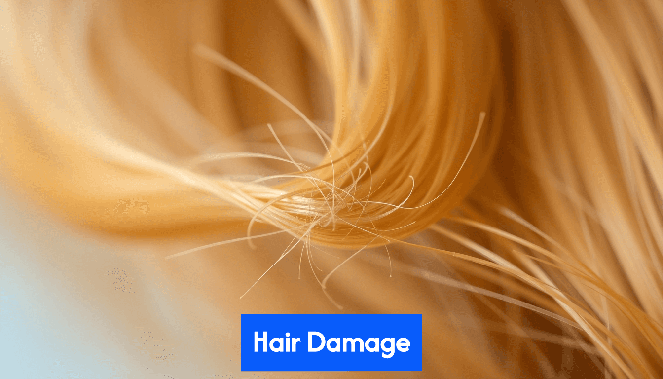 Macro shot showing split ends and rough hair strand