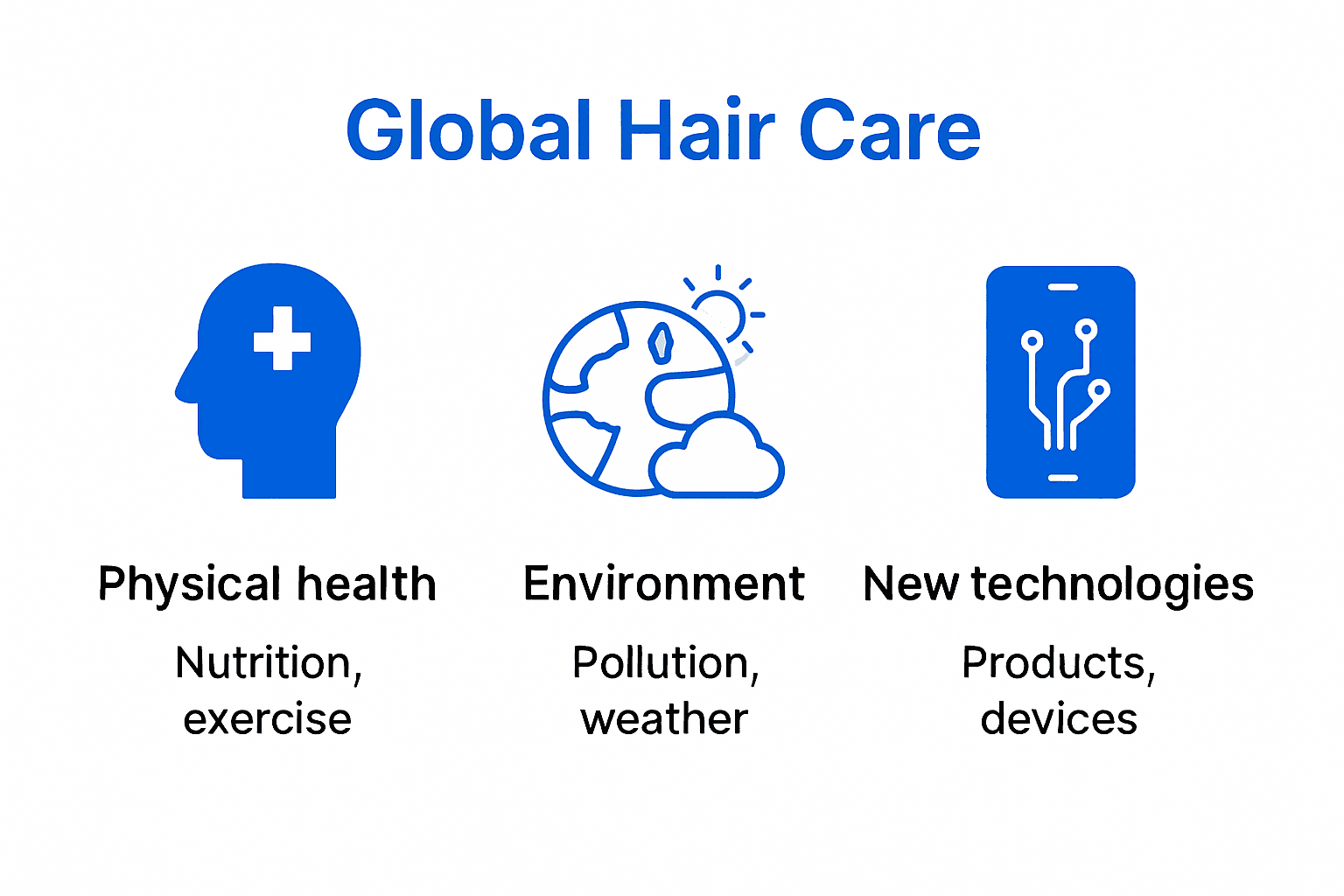 Schéma illustrant les différents aspects d’une routine capillaire globale et leurs interactions