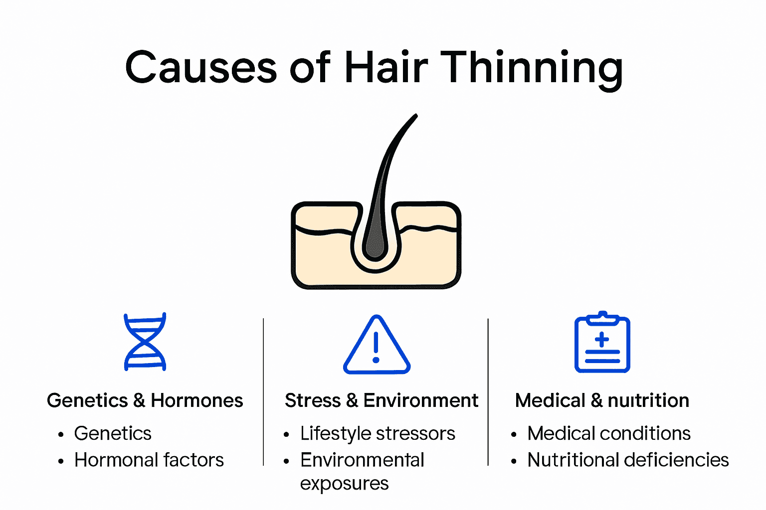 Infographic showing main causes of thinning hair
