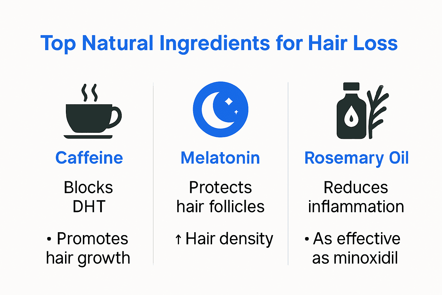 Infographic comparing key natural hair loss ingredients