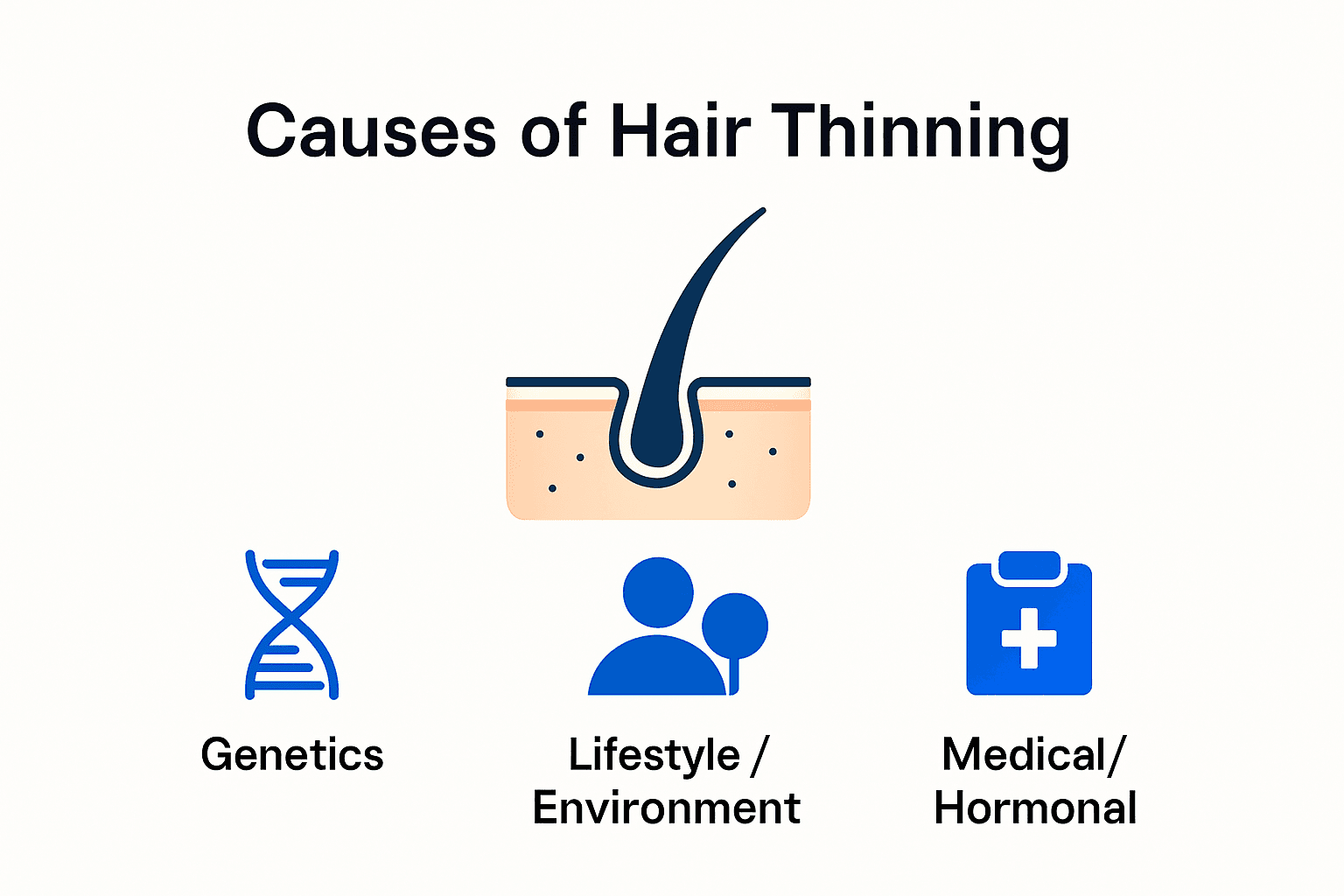 Infographic showing causes of hair thinning