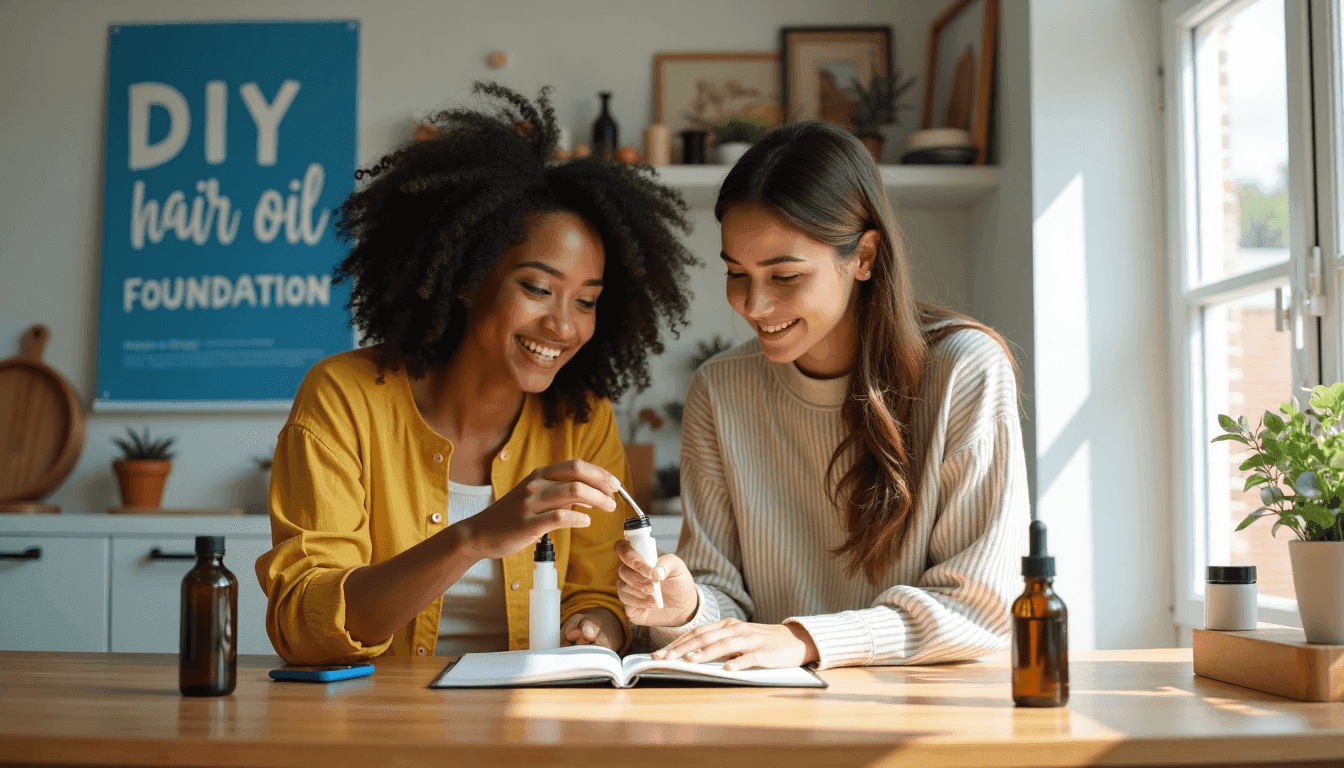 Friends review carrier and essential oils at kitchen table