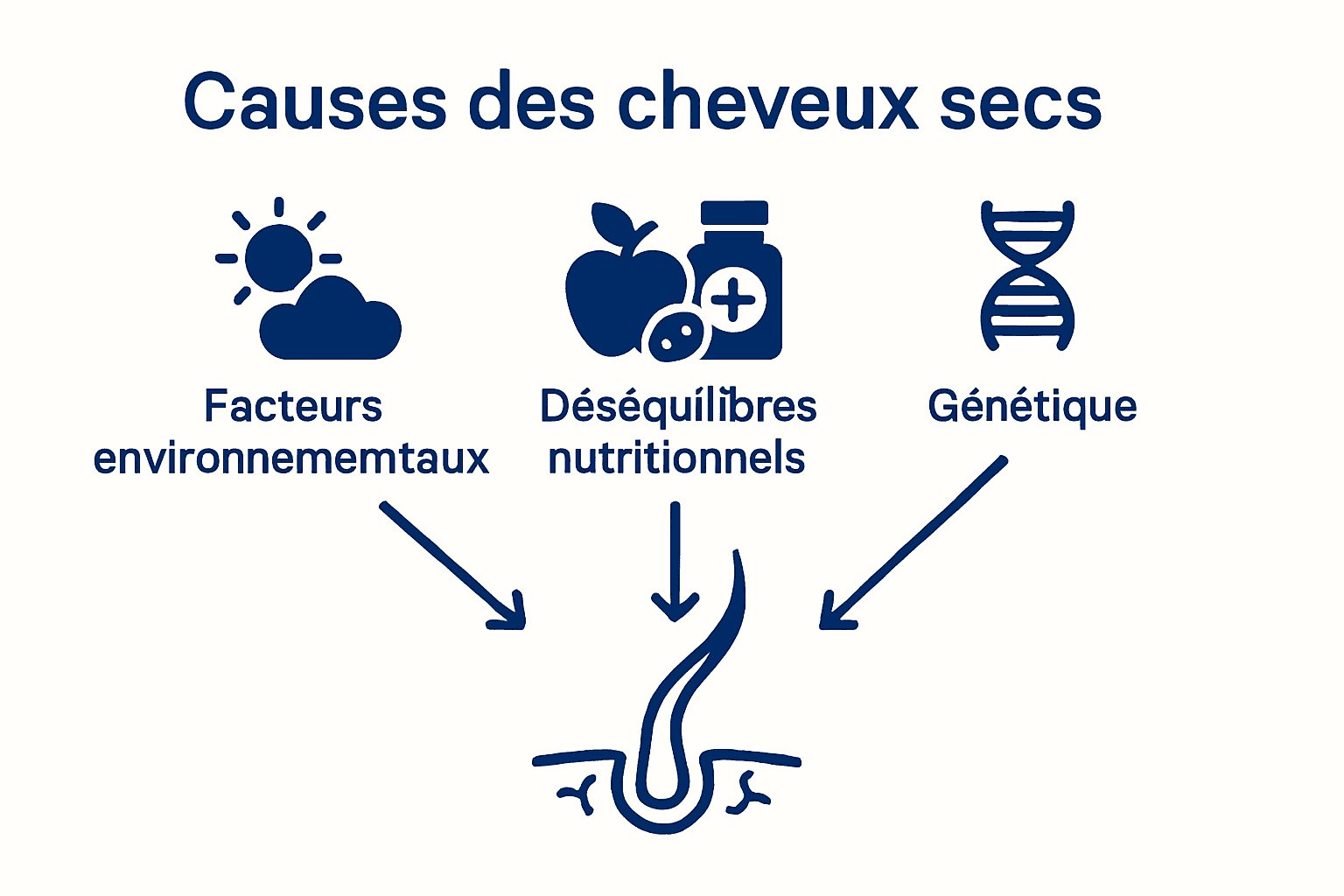 Infographie sur les causes principales des cheveux secs