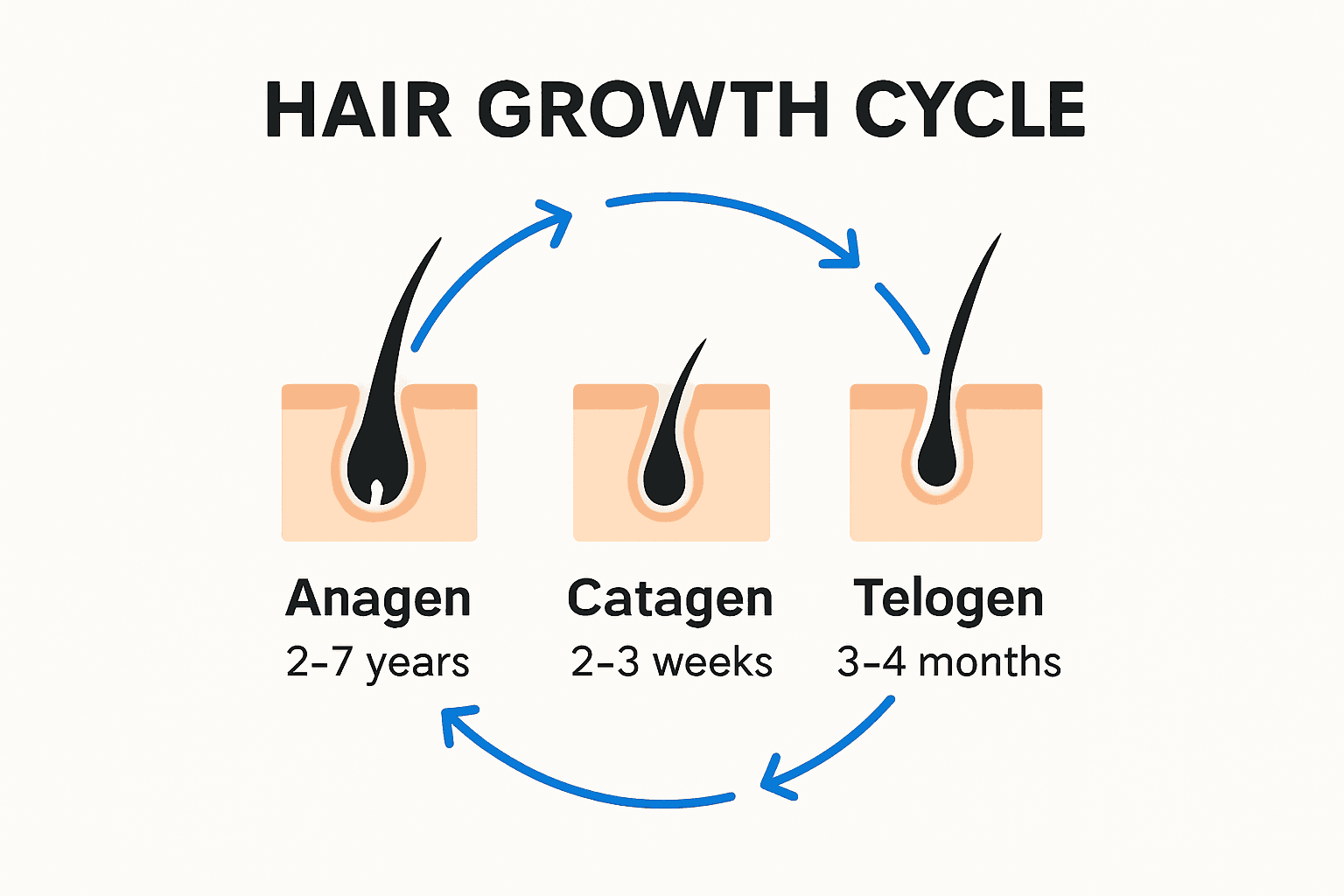 Infographic showing the hair growth cycle stages