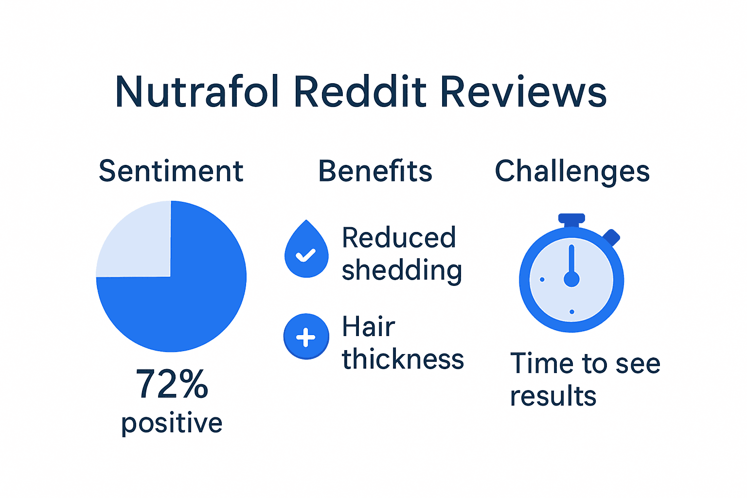 Infographic highlighting key Nutrafol Reddit user experiences