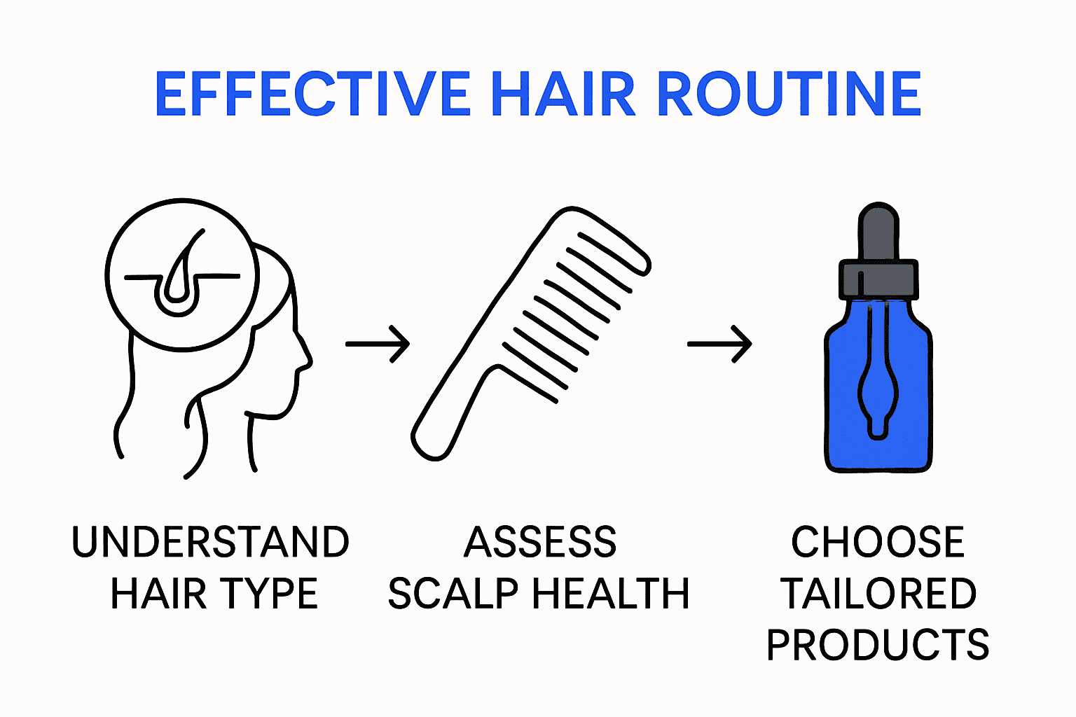 infographic showing step-by-step hair growth routine