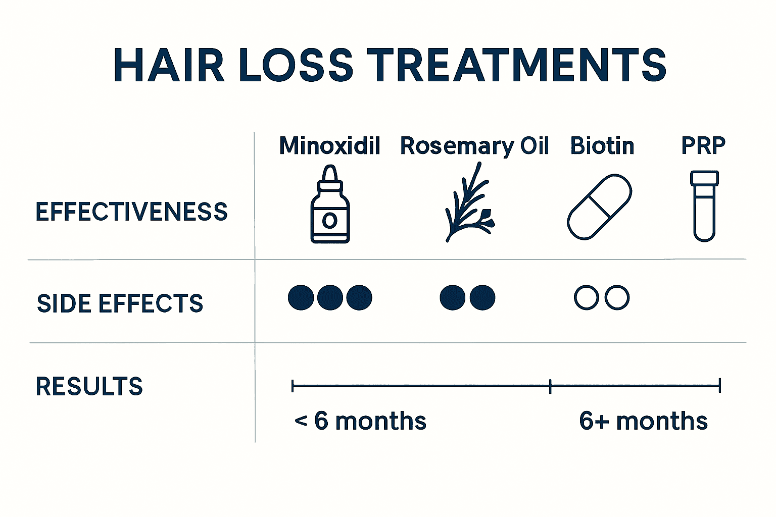 Comparison of hair regrowth treatments efficacy and profiles