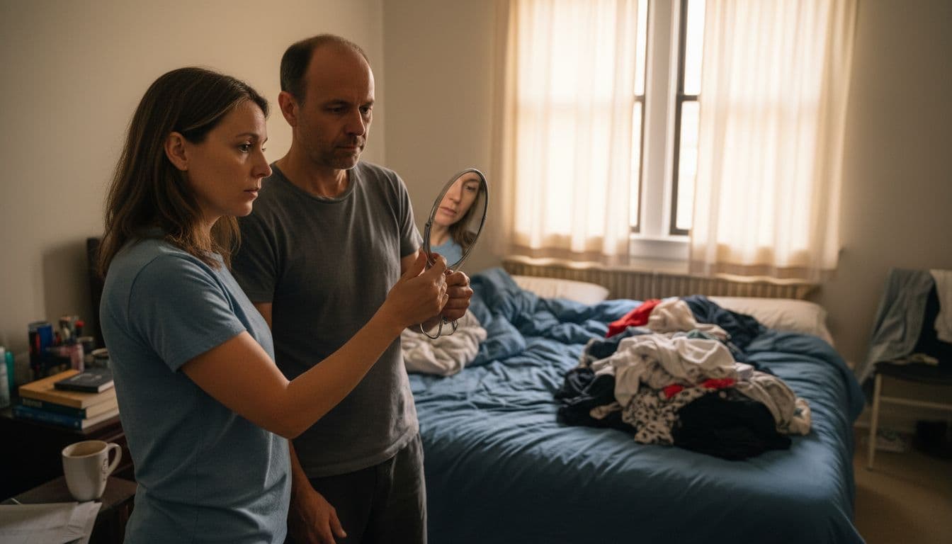 Man and woman comparing hair loss patterns