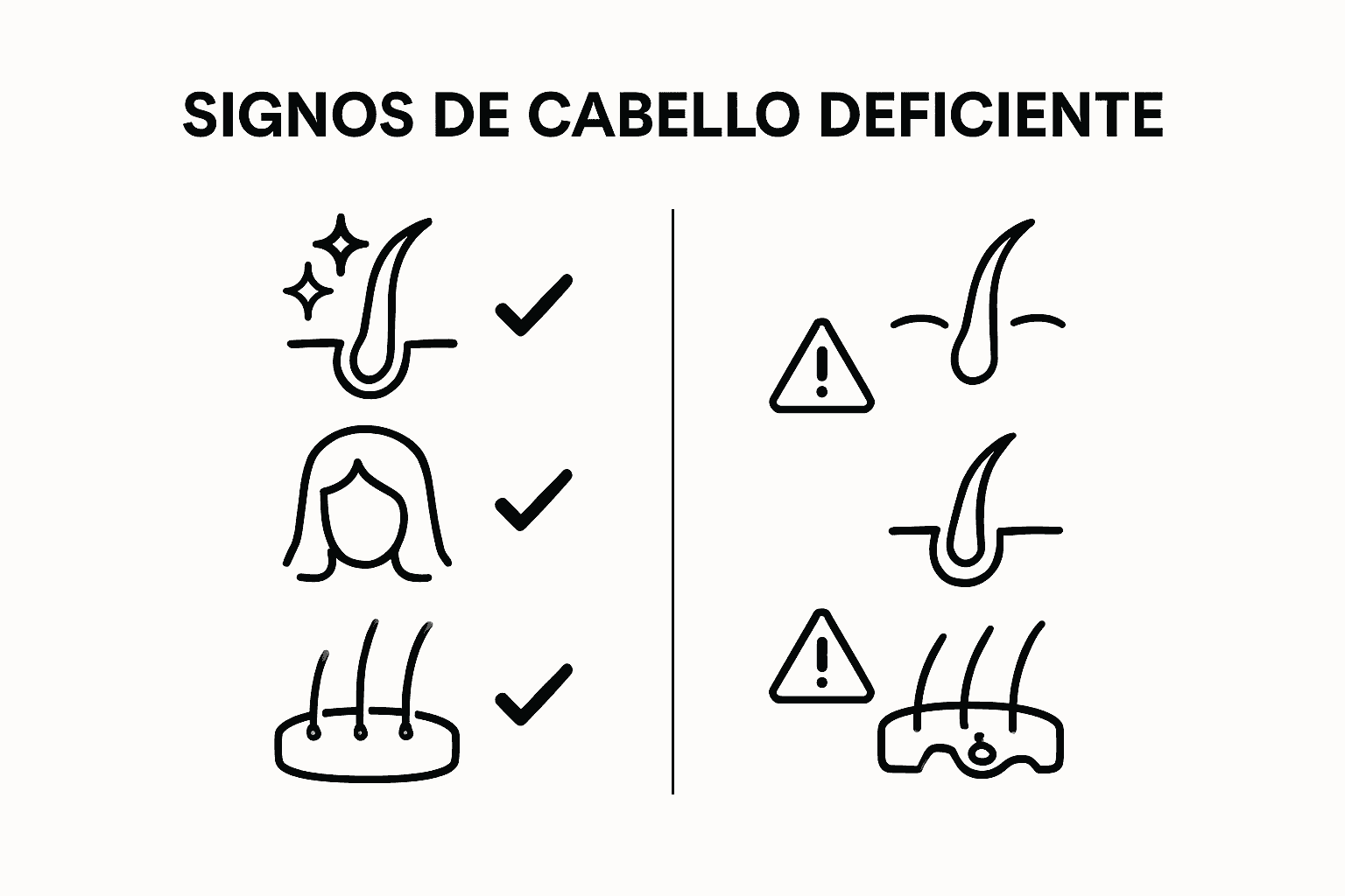 Healthy vs deficient hair visual comparison