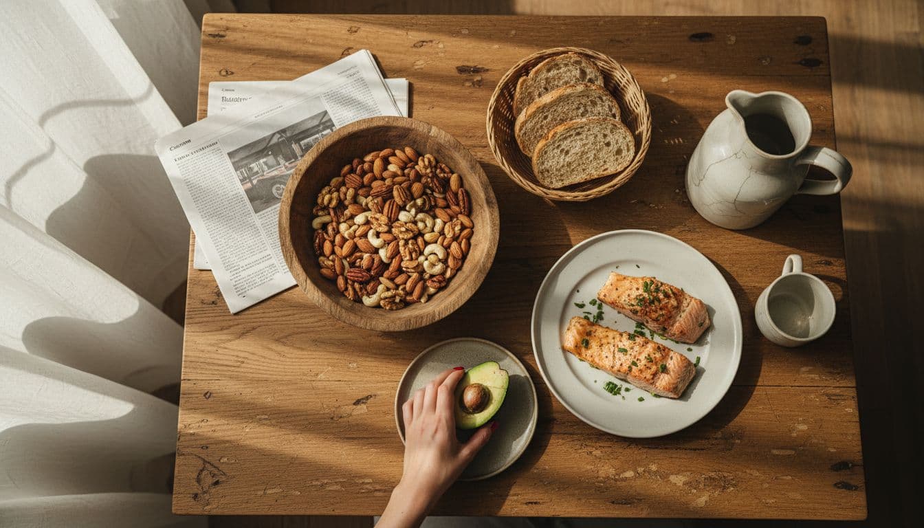 Variety of foods supporting hair growth