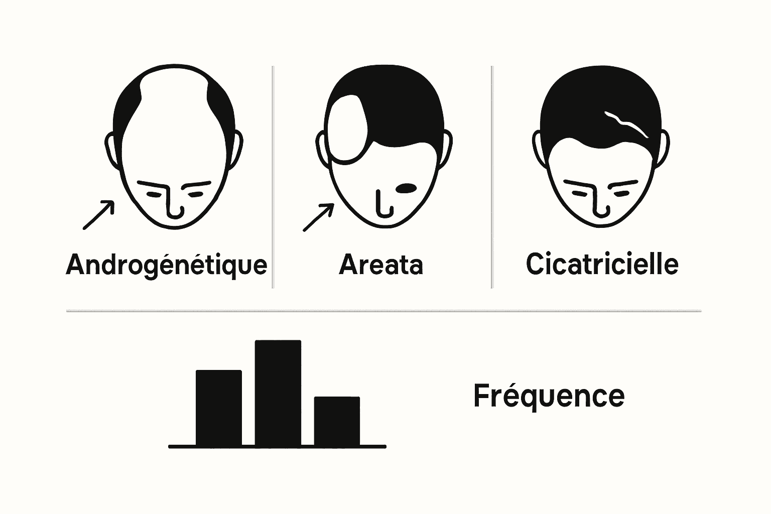 Infographie : panorama des principaux types de chute de cheveux
