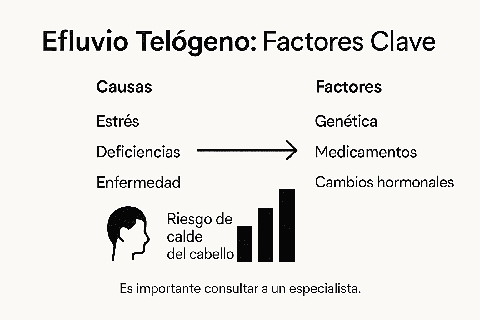 Infografía: principales causas y factores de riesgo del efluvio telógeno