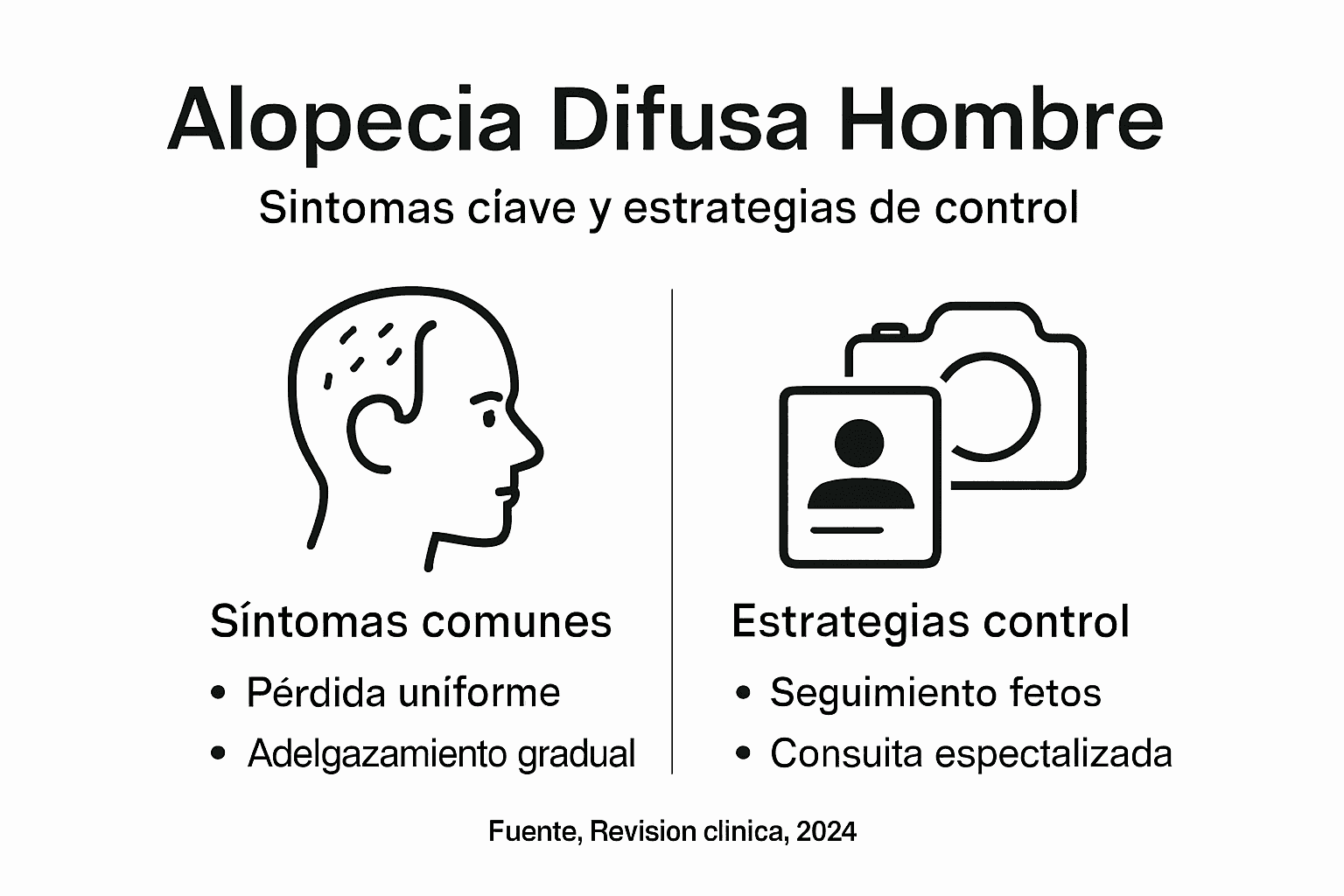 Guía visual sobre cómo identificar y tratar la caída difusa del cabello