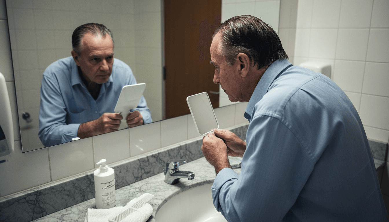 Hombre con señales visibles en el cuero cabelludo