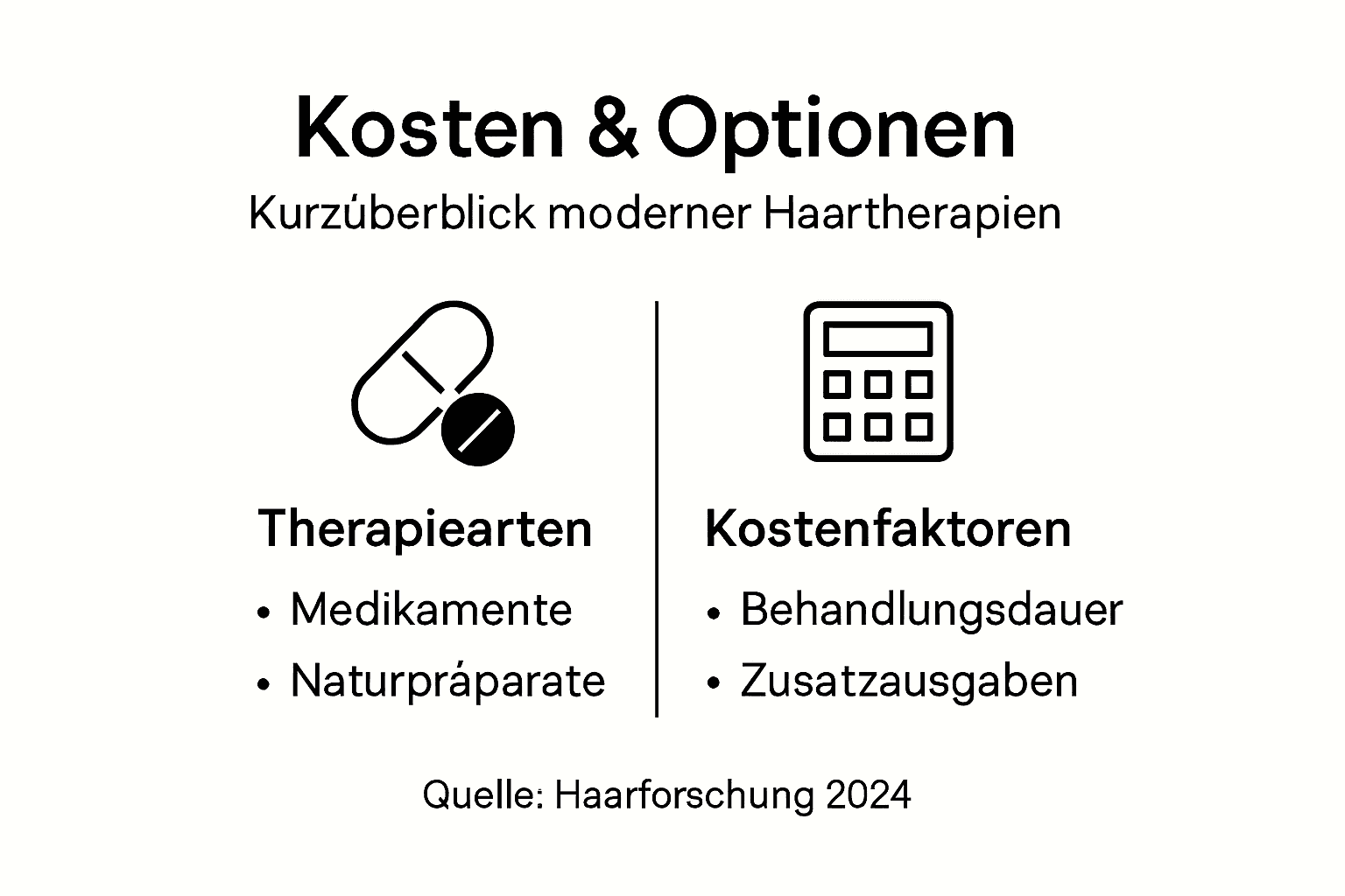 Übersicht: Behandlungsmöglichkeiten und Kosten bei Haarausfall – Infografik für den schnellen Vergleich