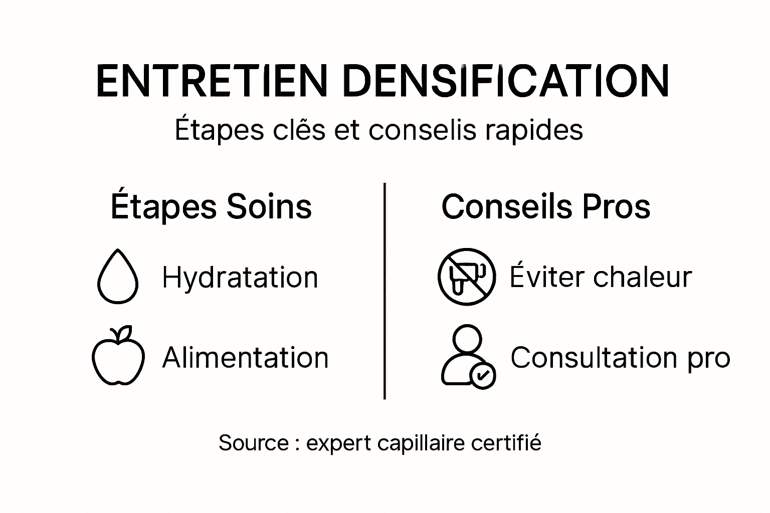 Infographie : conseils pour prendre soin de votre chevelure après une densification capillaire