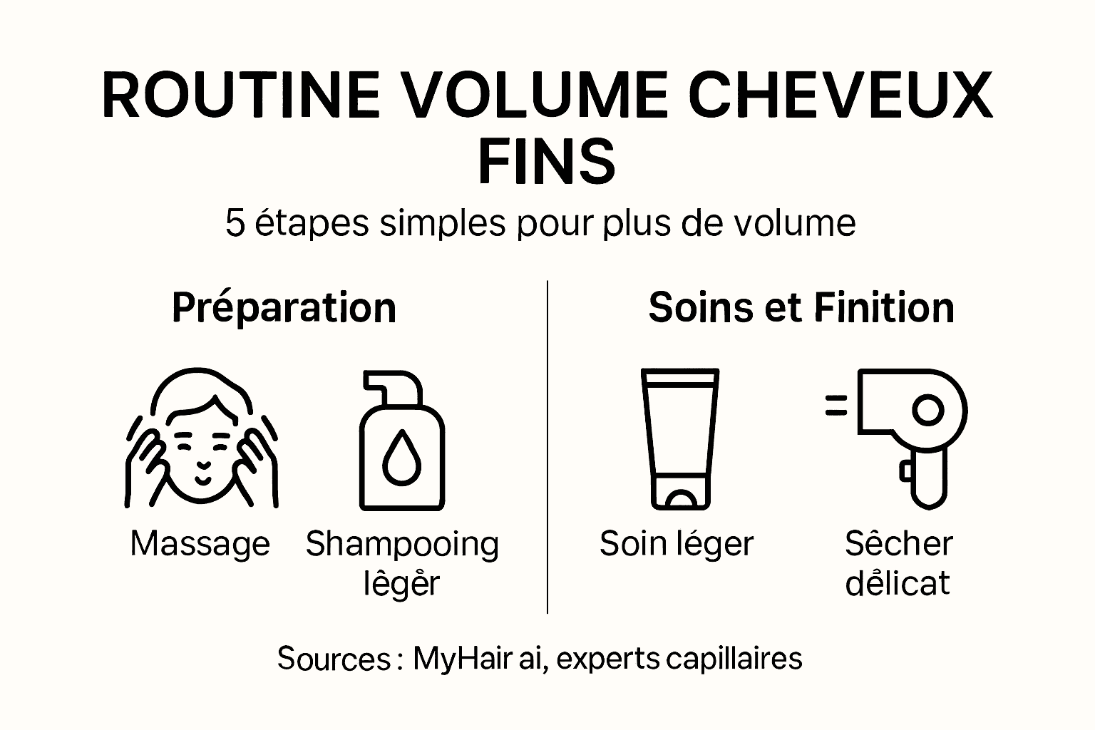Infographie : les étapes clés pour donner du volume aux cheveux fins