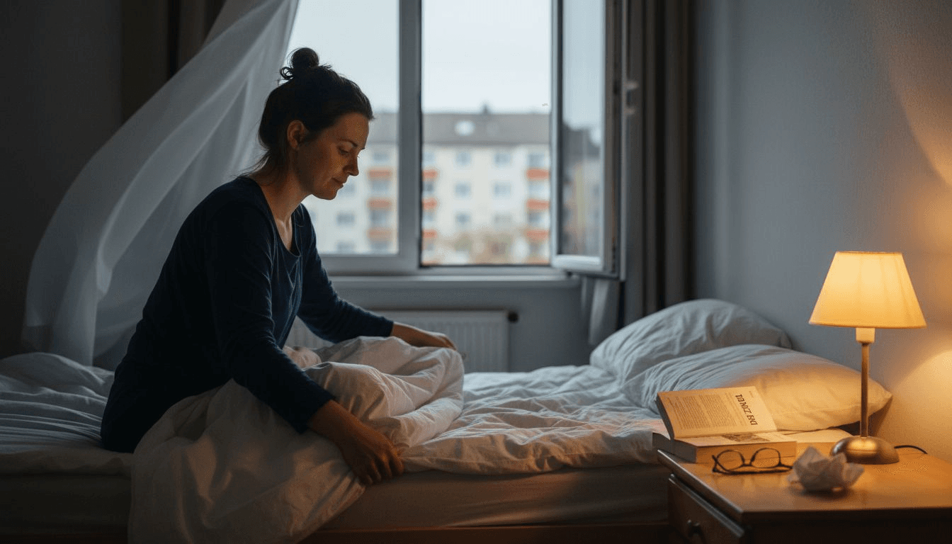 Eine Frau bereitet sich auf ihre abendliche Schlafroutine vor.