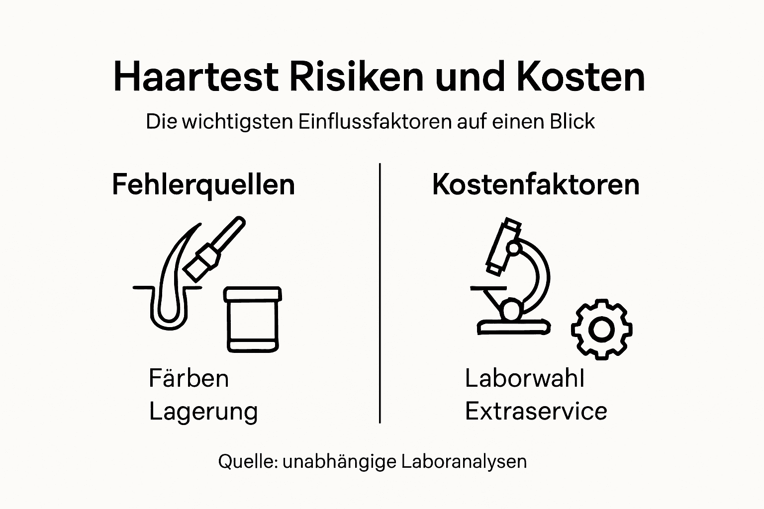 Übersicht: Mögliche Risiken und Kostenfaktoren bei Haaranalysen