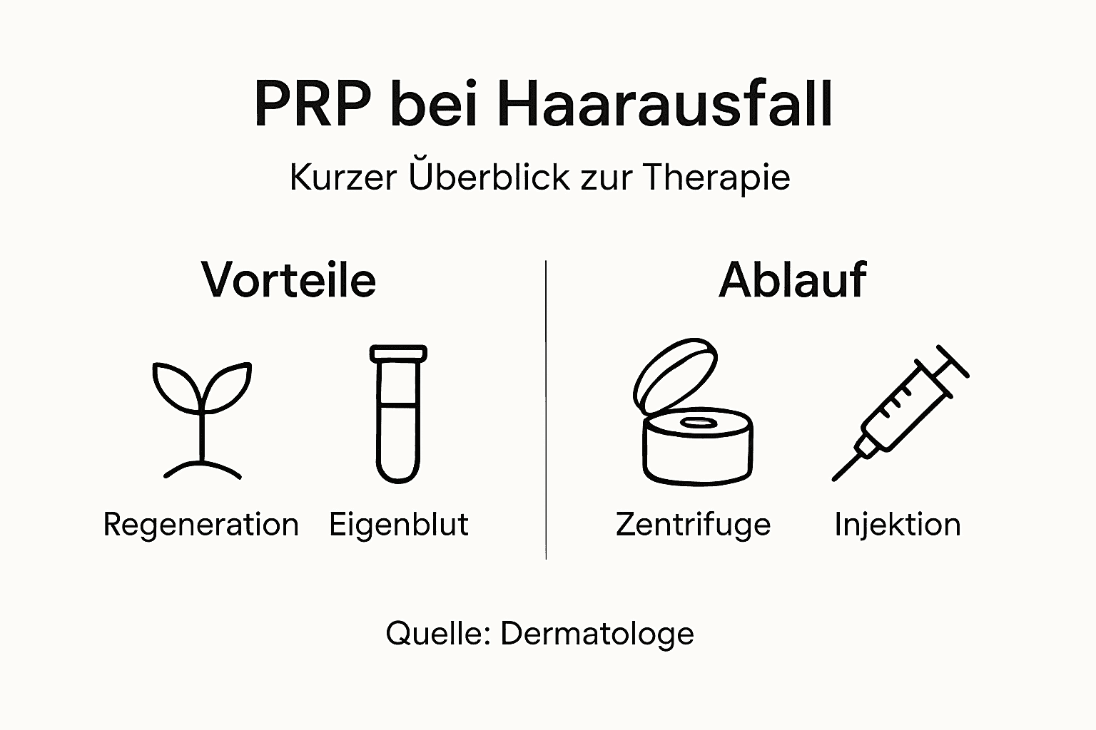 Die Infografik bietet einen anschaulichen Überblick über die PRP-Therapie und erläutert Schritt für Schritt den Behandlungsablauf.