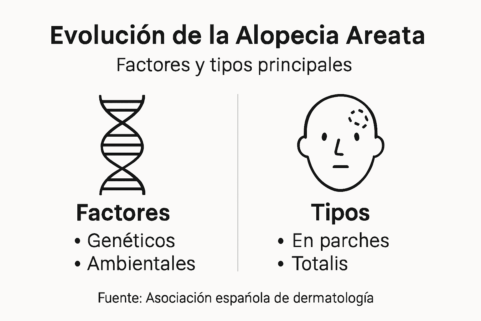 Infografía sobre las causas y el desarrollo de la alopecia areata
