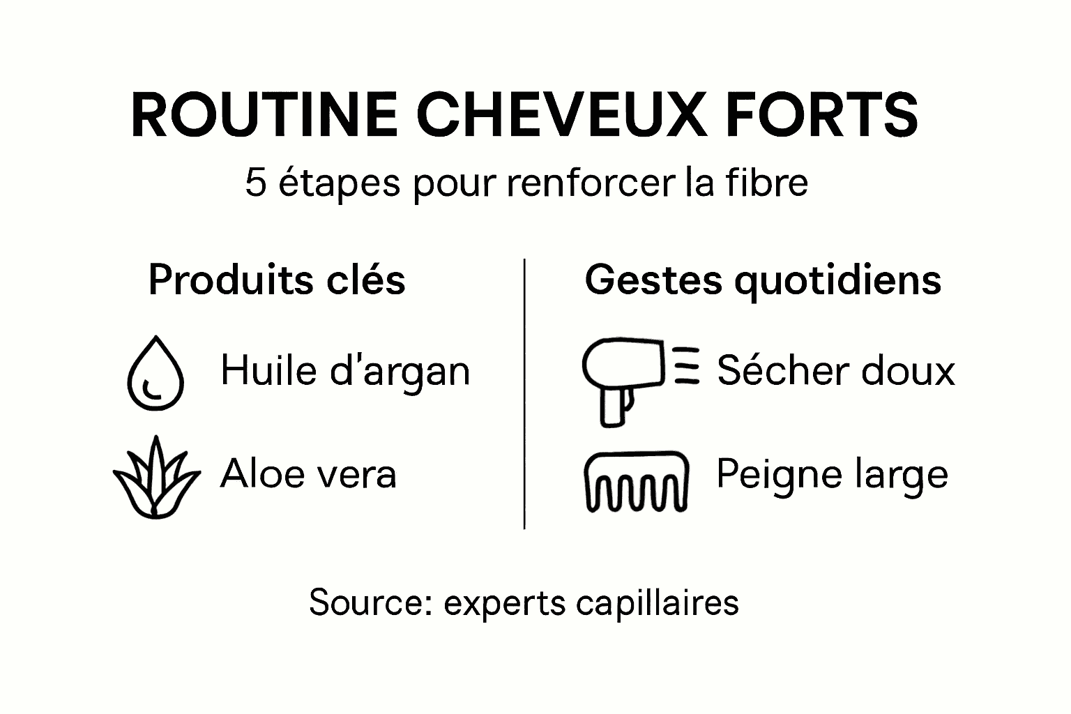 Infographie : les étapes clés pour une routine capillaire qui renforce vos cheveux