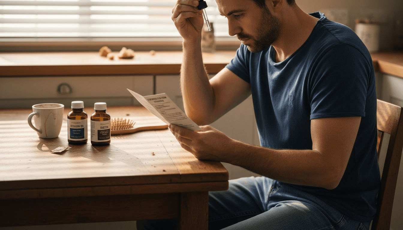 Man applying serum for hair growth