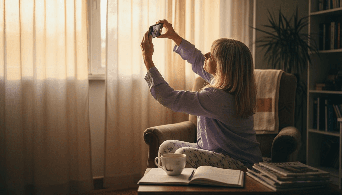 Una mujer se toma una foto en casa para mostrar cómo le quedó el cabello.