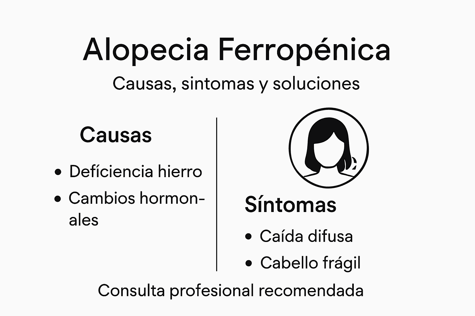Descubre en esta infografía todo lo que necesitas saber sobre la alopecia causada por déficit de hierro y las alternativas disponibles para combatirla.