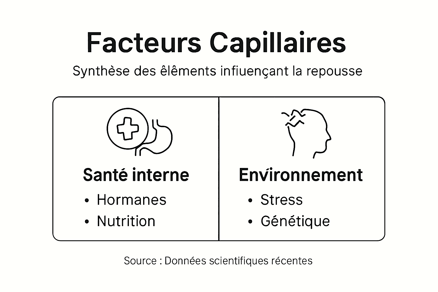 Infographie : les principaux facteurs qui favorisent la pousse des cheveux