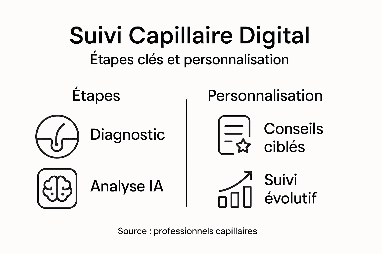 Découvrez en image les différentes étapes et les possibilités de personnalisation d’un accompagnement capillaire sur mesure.