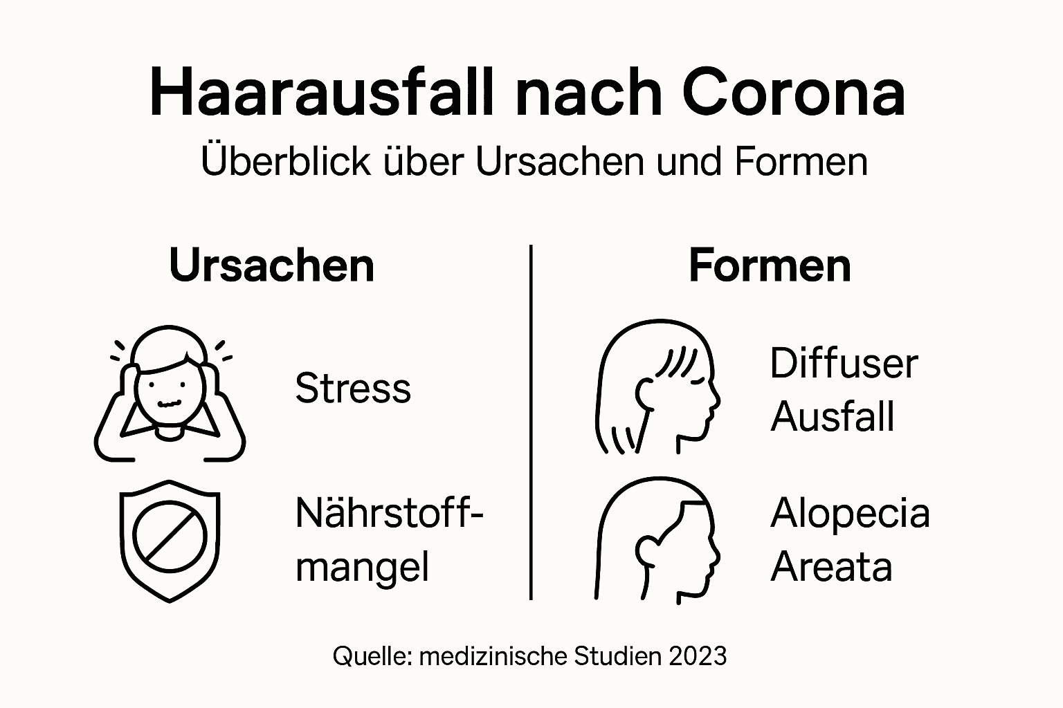Infografik: Wie Corona den Haarverlust beeinflusst – Ursachen und verschiedene Erscheinungsformen
