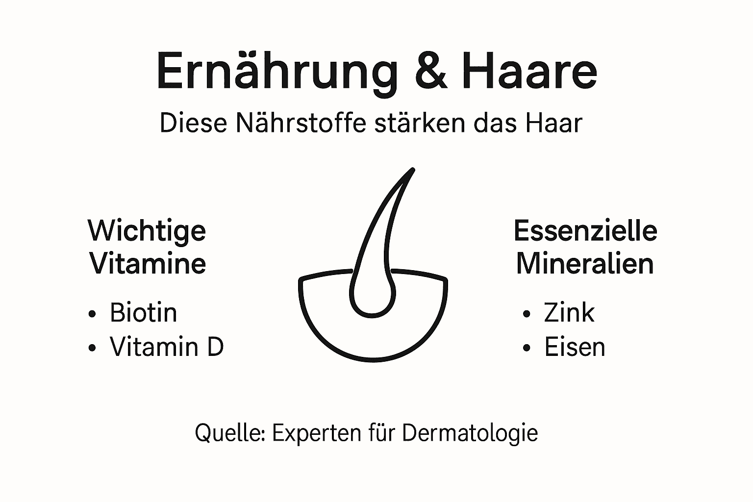 Übersichtsgrafik: Diese Nährstoffe unterstützen gesundes Haarwachstum