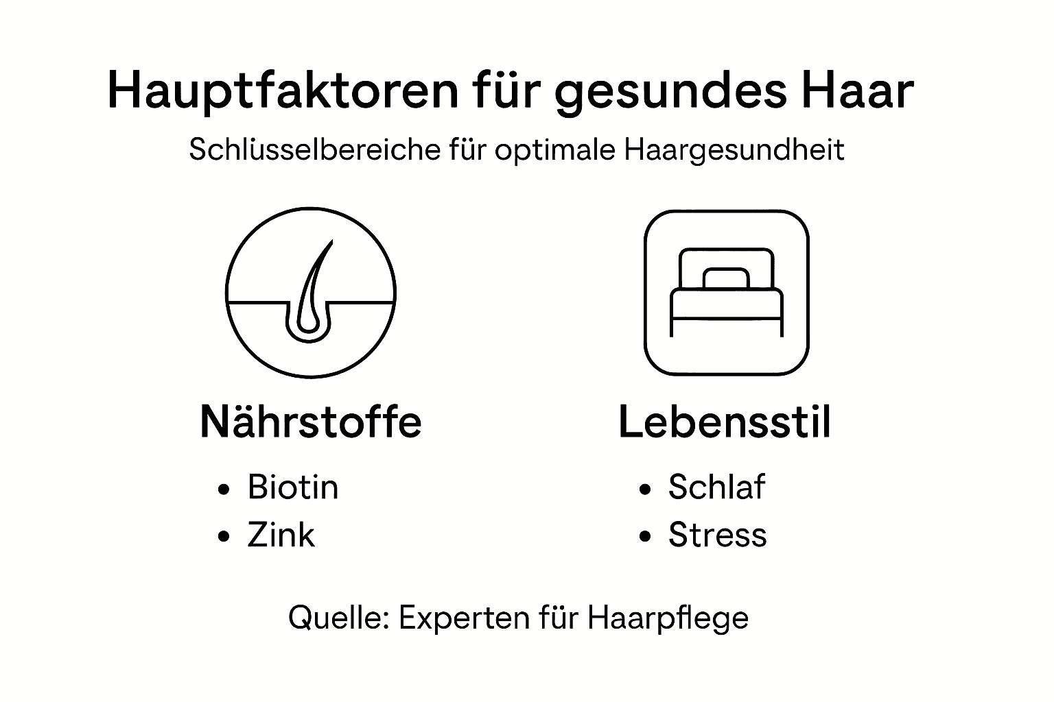 Diese Infografik veranschaulicht, welche Faktoren besonders wichtig für gesundes Haar sind.