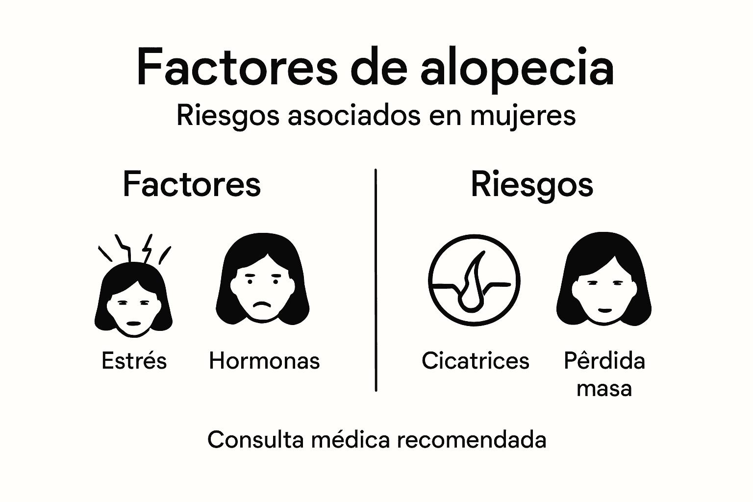Guía visual sobre las causas y los principales riesgos de la caída del cabello