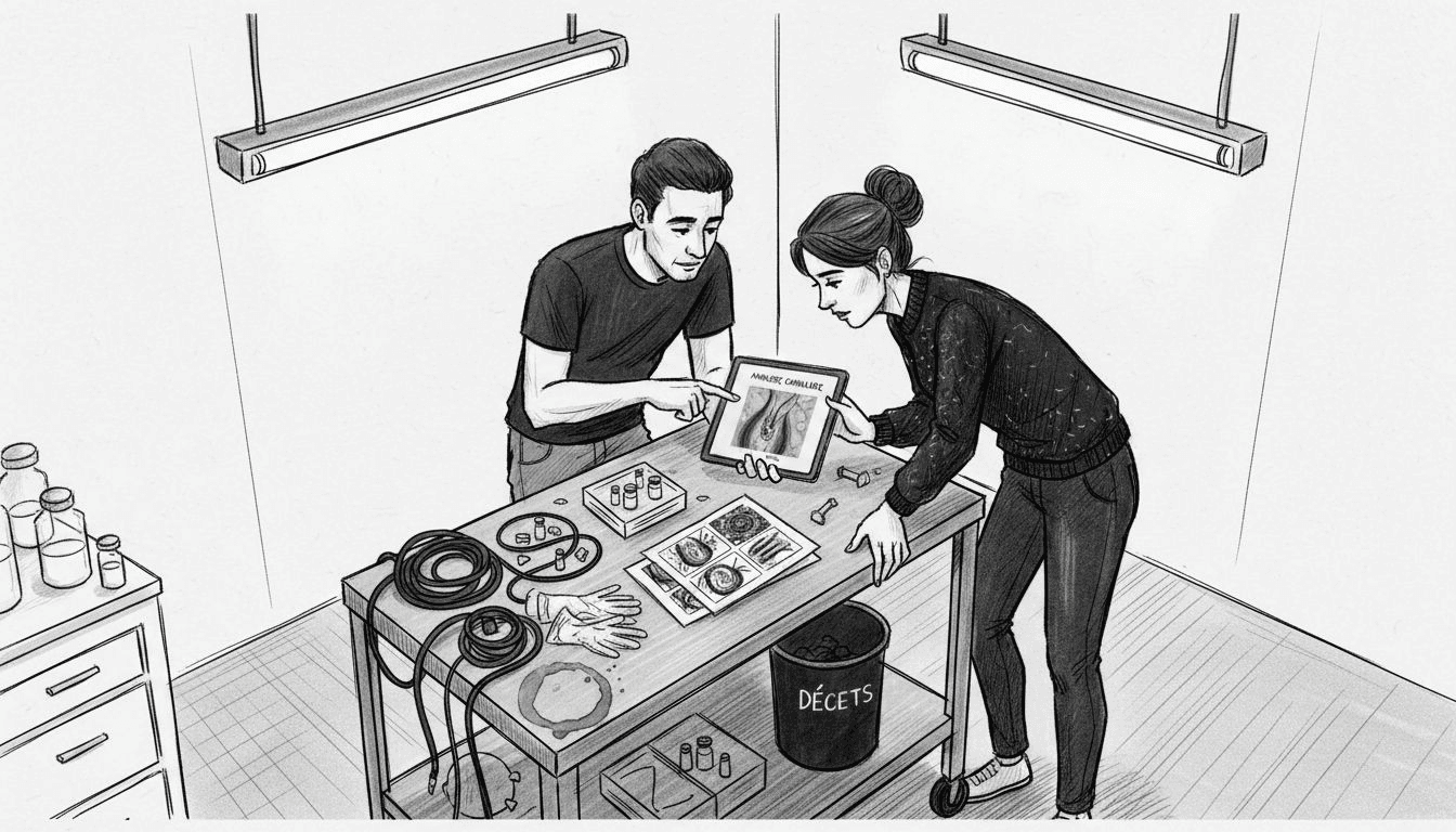 Des techniciens analysent et comparent des images de cheveux dans un laboratoire, afin d'étudier leurs caractéristiques.
