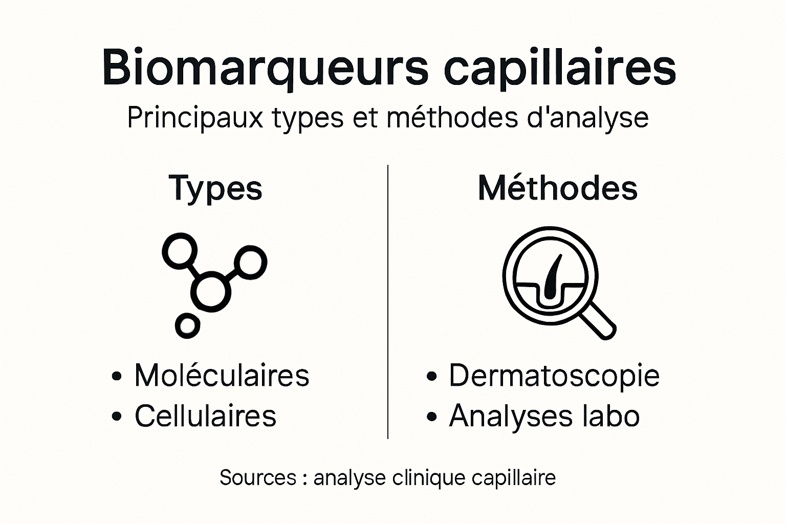 Découvrez en image les différents types de biomarqueurs capillaires et les principales méthodes d’analyse utilisées.