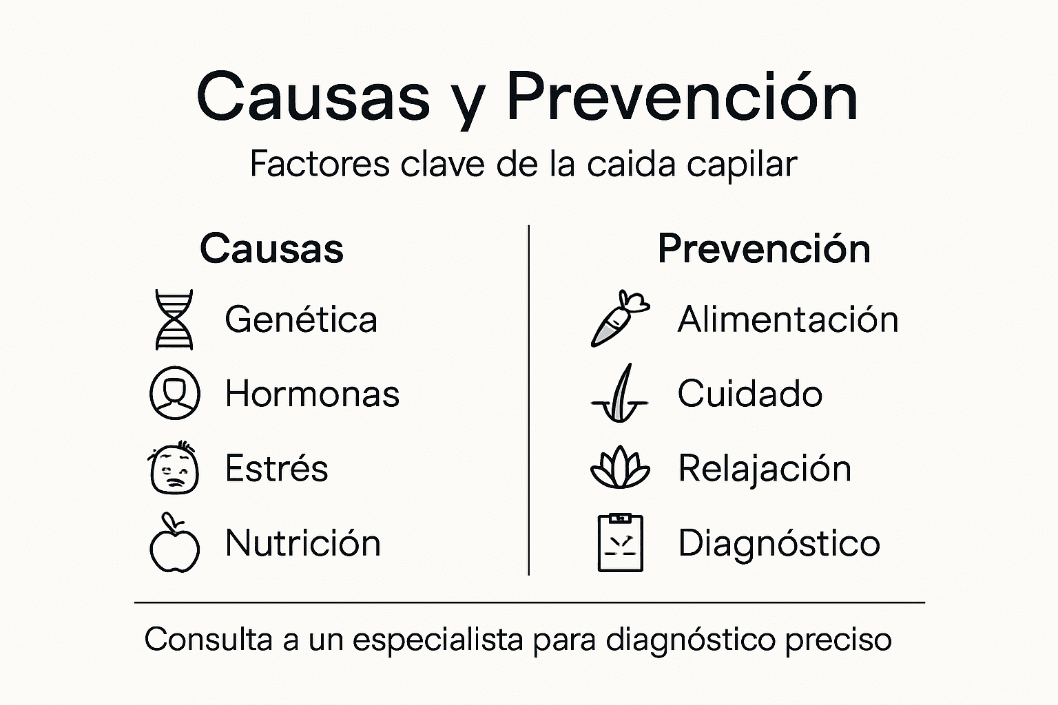 Guía visual sobre las principales causas de la caída del cabello y cómo prevenirla