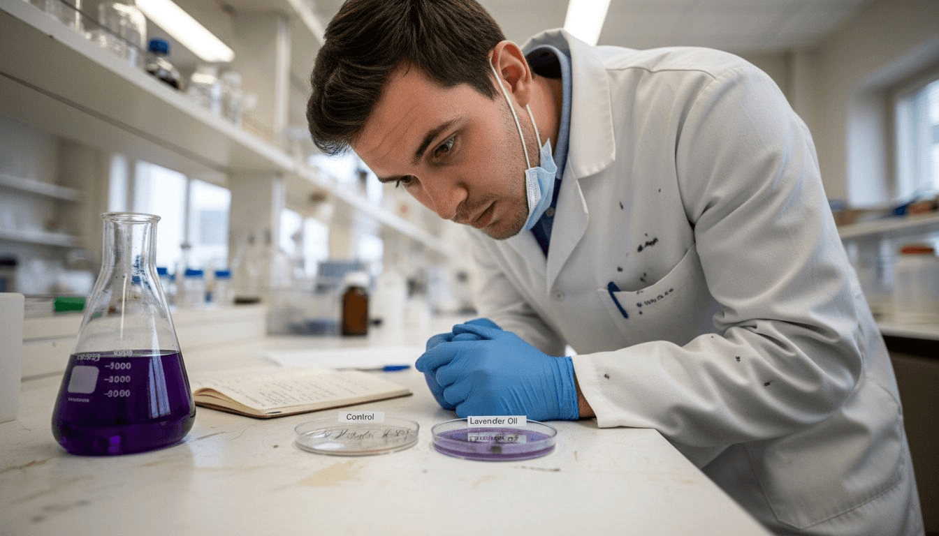 Lab technician comparing hair growth samples