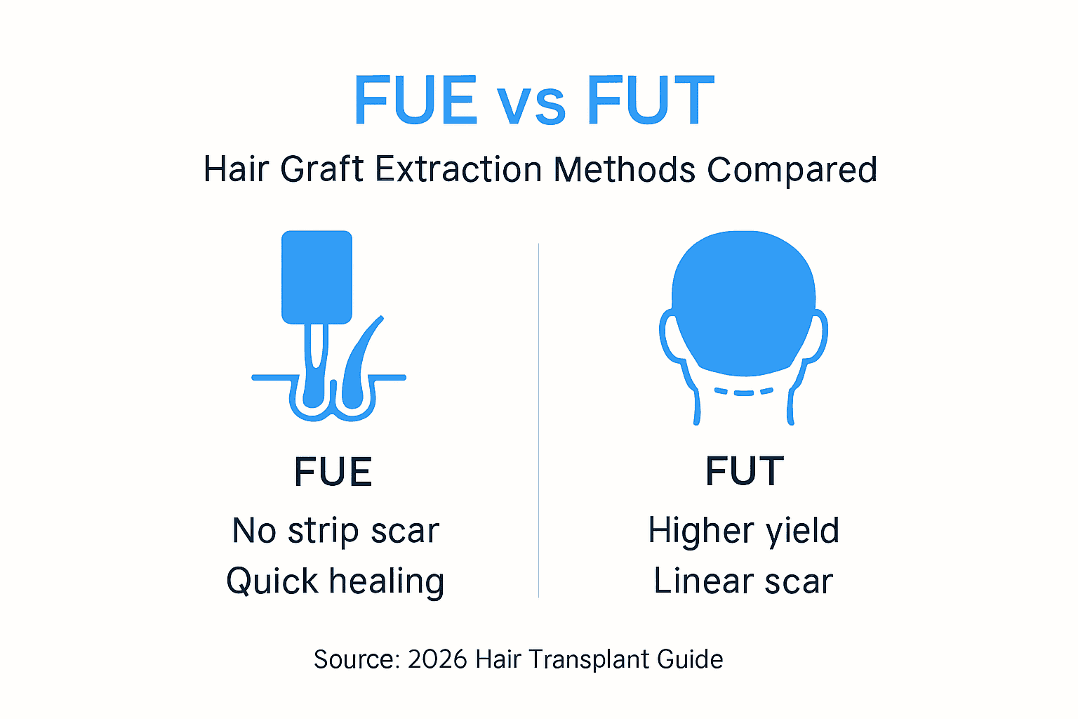 Infographic comparing FUE and FUT hair graft
