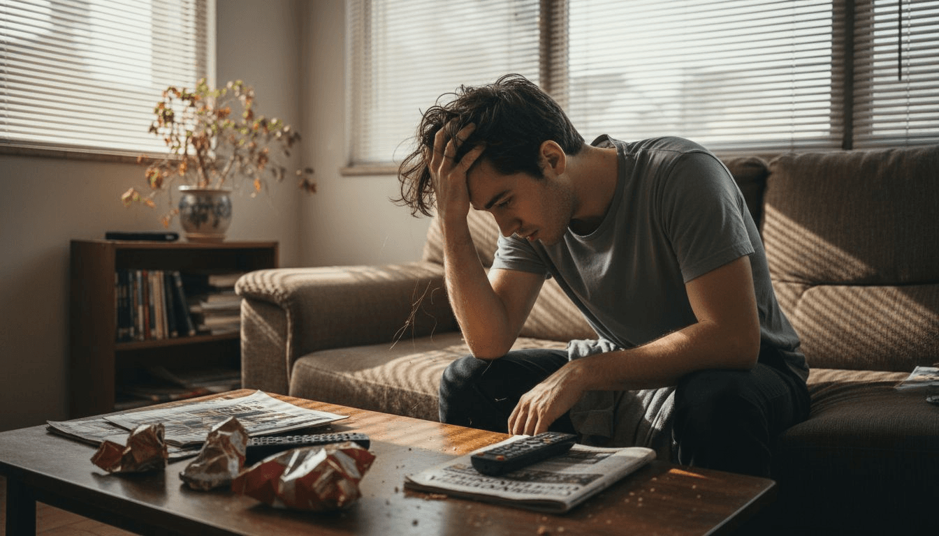 Hombre que empieza a perder cabello debido al estrés