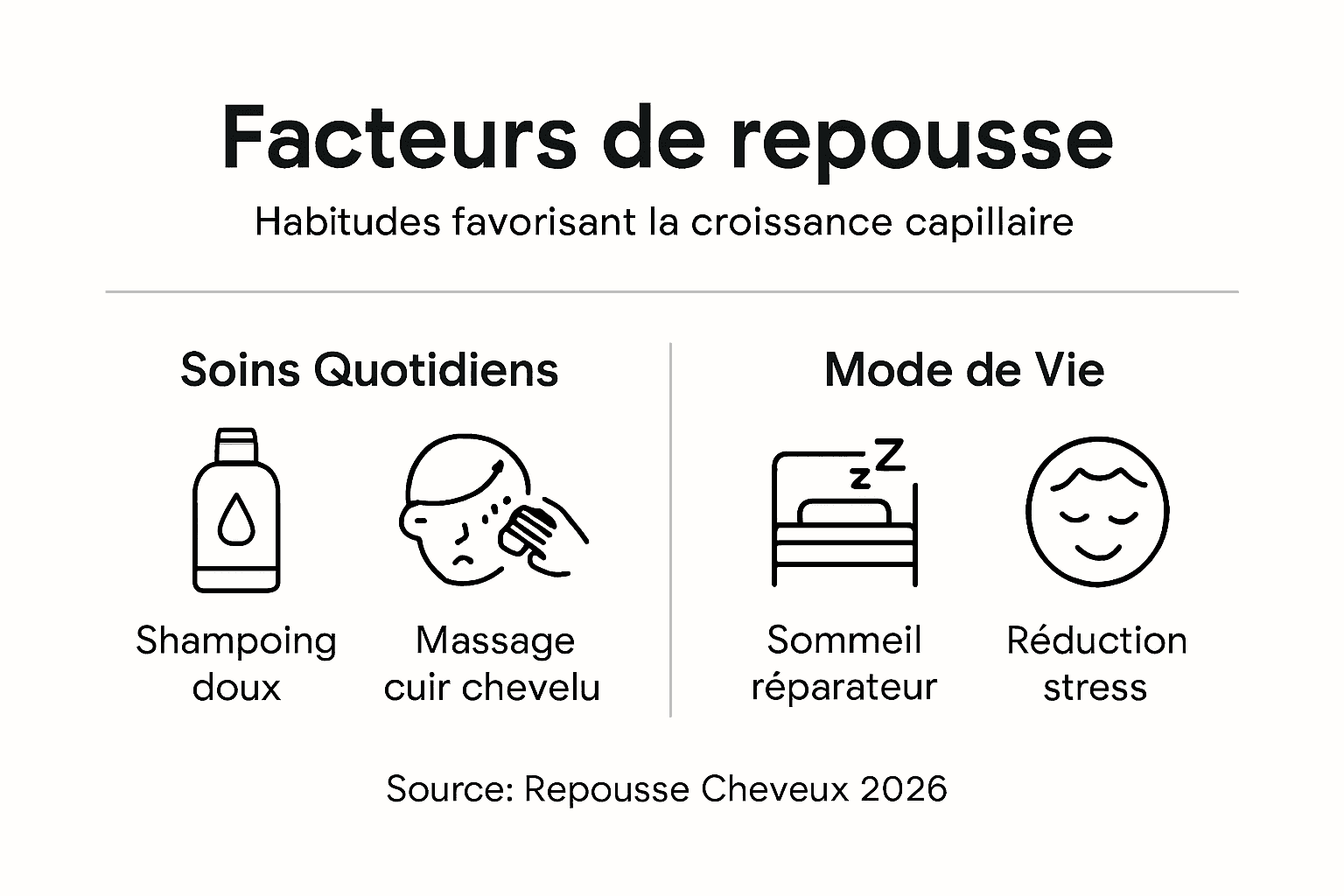 Infographie : les principaux éléments qui favorisent la repousse des cheveux