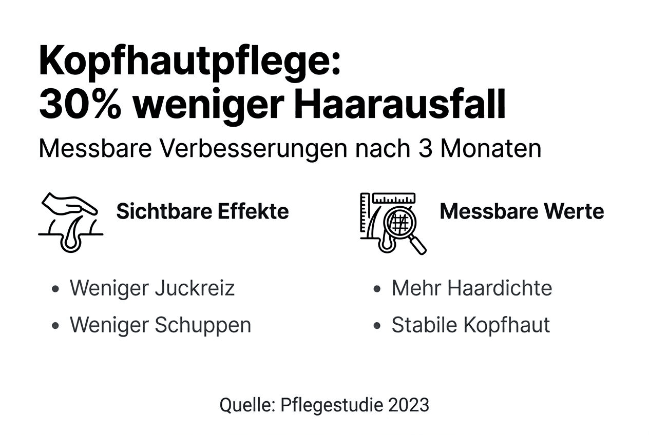 Die Infografik präsentiert die Erfolge der Kopfhautpflege übersichtlich auf einen Blick.